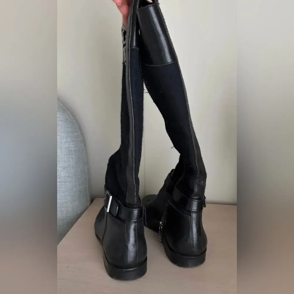 Tory Burch Blaire Designer Black Knee High Riding Leather Boots 5